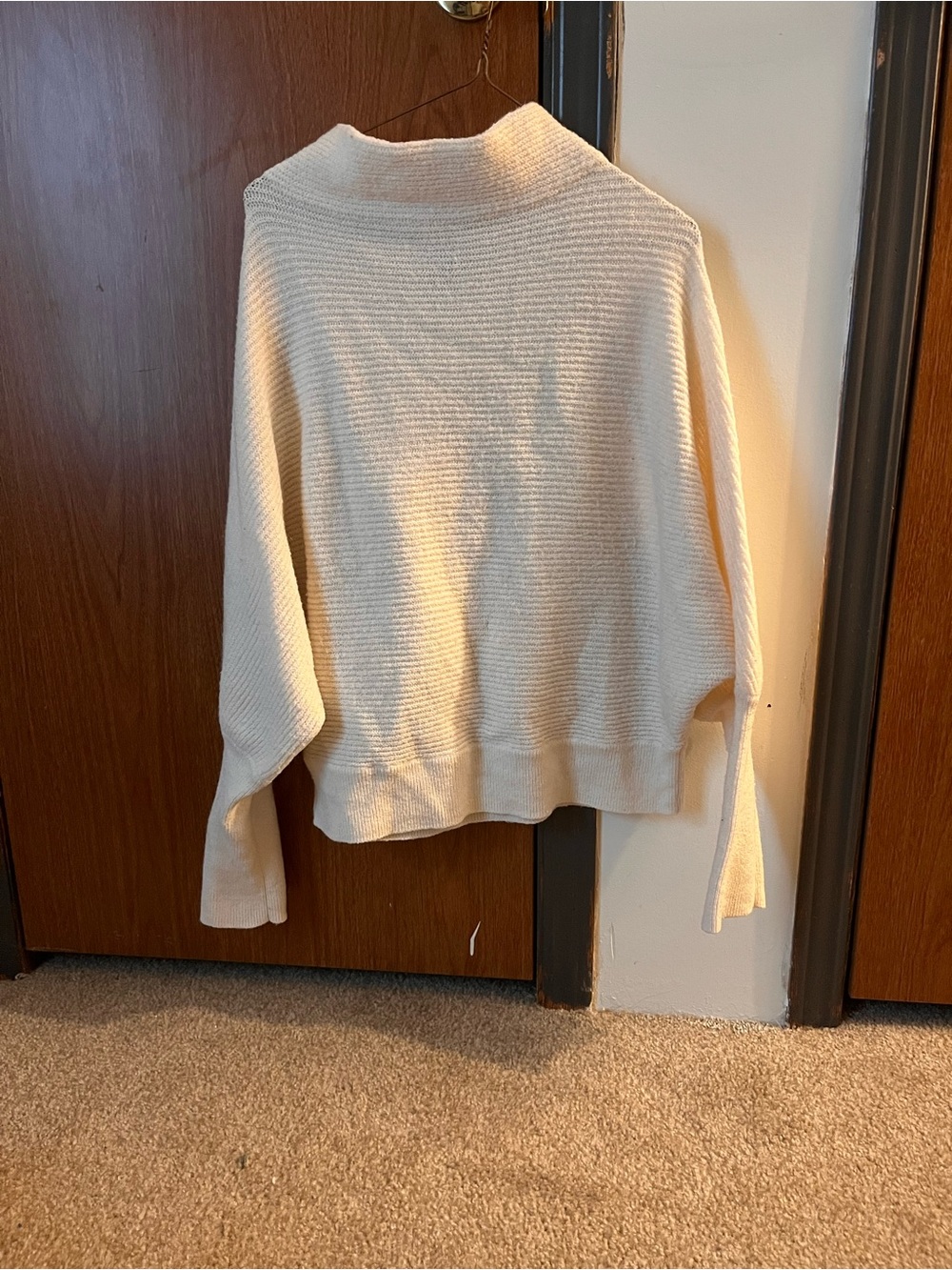Cozy Cream Ribbed Mock-Neck Women's Sweater